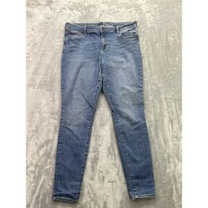 Gap Jean Women Sz 33 Regular Blue Legging Stretch Whiskered Faded Mid Rise Denim